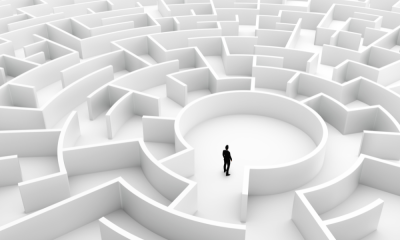 Person in the centre of a maze
